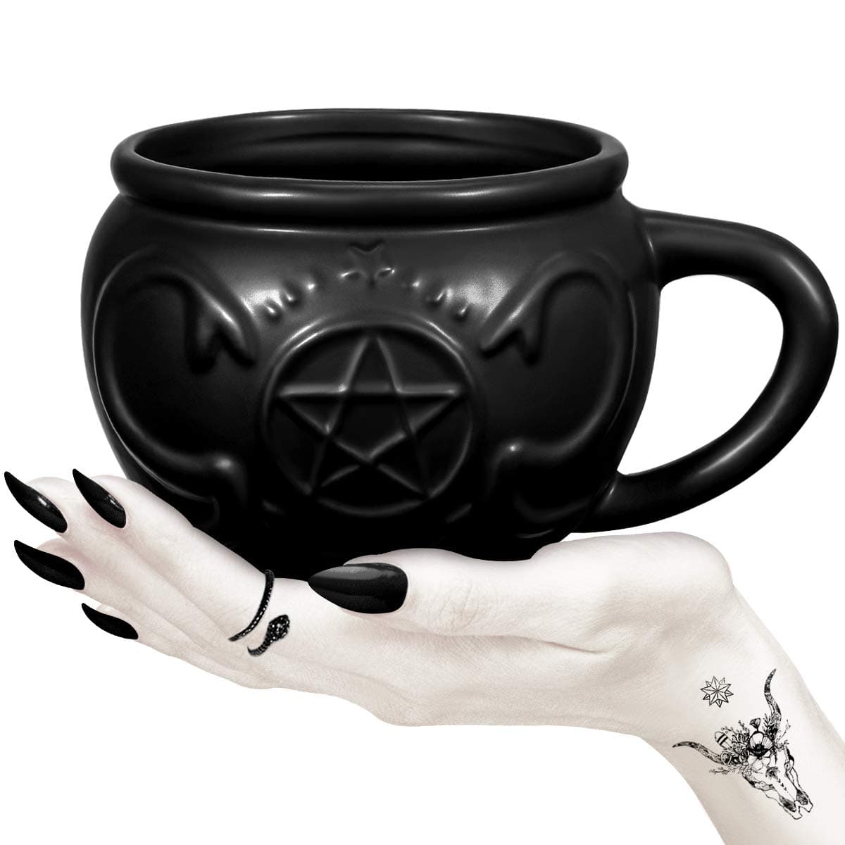 HEMOTON Witch Cauldron Mug 3D Novelty Mug Gothic Tea Cup Porcelain Witch Coffee Witchcraft Supplies Novelty Halloween Goth Cosplay Supplies Witches Brew Cauldron 520ml