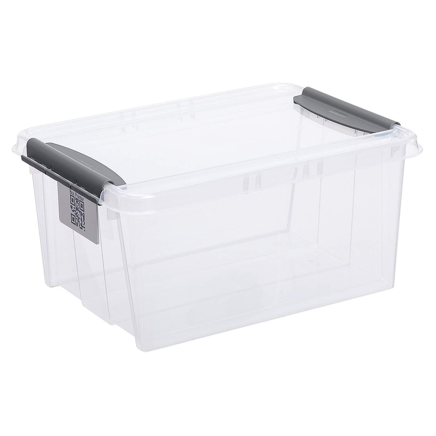 Plast Team Pro Box Storage Box with Lid and QR Code Stackable Transparent (14L)