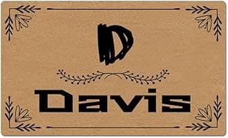 FavorPlus Custom Welcome Mats Outdoor Floral Border Initial Monogram The Family Name Home Personalized Indoor Decor Design Own Doormat Non-Slip Bottom Drying Mat (18"x30")
