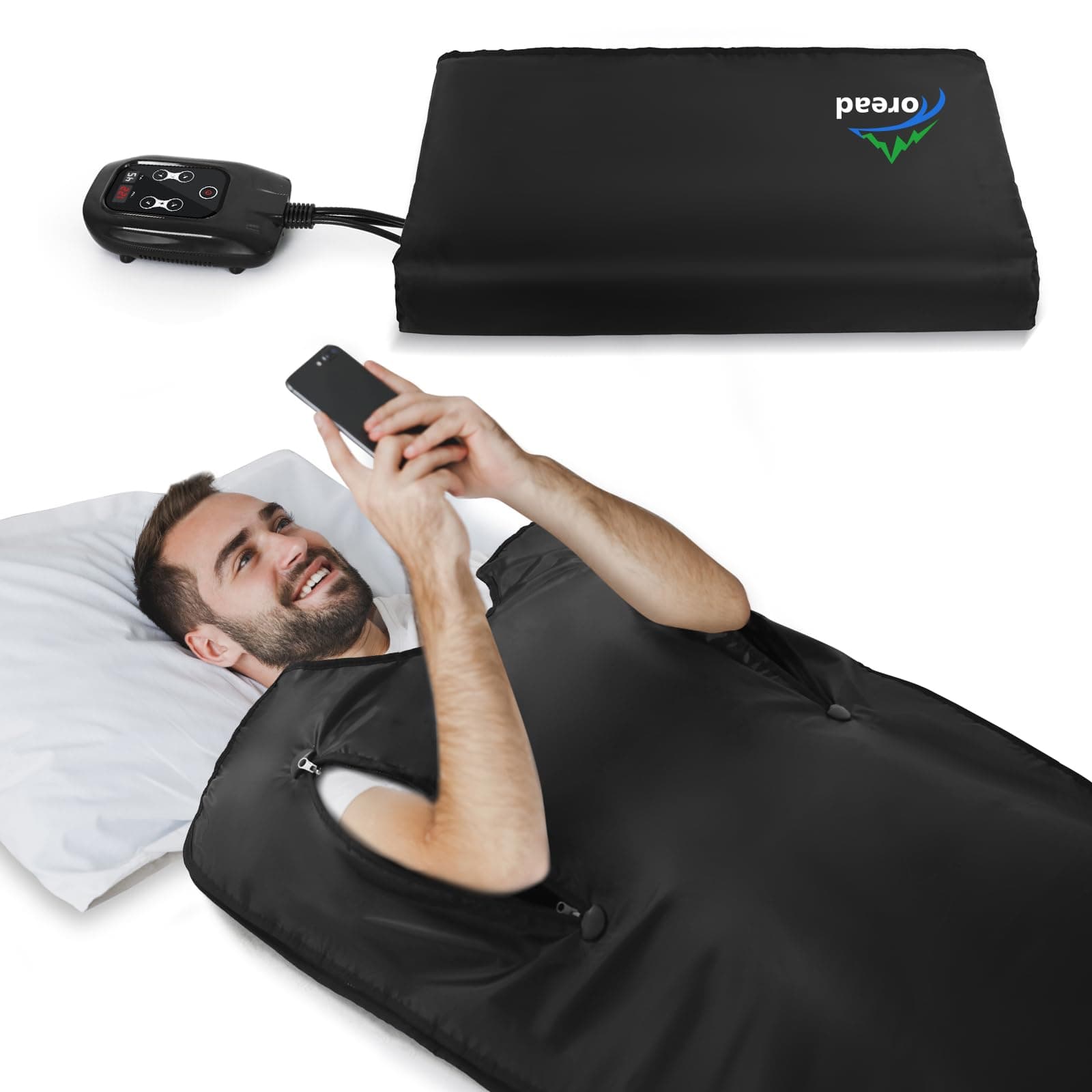 TOREAD Far Infrared Portable Sauna Blanket with Remote Control, Adjustable Temperature, Fast Sweat Sauna Bed, Body Warming for Home Relaxation