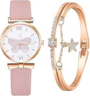 Women Watches and Bracelet Set Elegant Ladies Dress Watch Set Stylish Wrist Watches Wristwatches Jewelry Gifts Set
