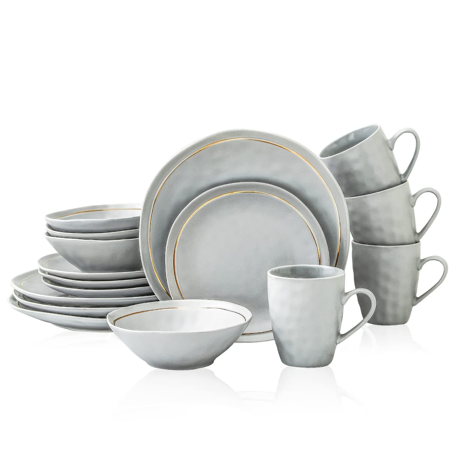 Stone Lain Clara Dinnerware Set Porcelain, Gray, Service For 4