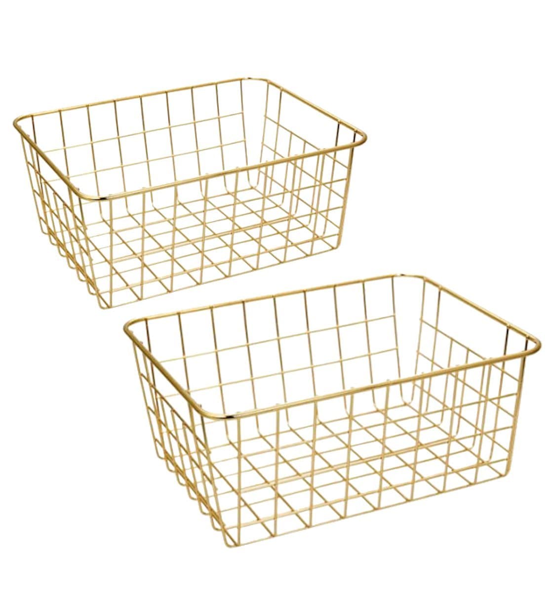Mainstays gold baskets Crafts Decor Kitchen Organizing Wire Storage Baskets (Golden ) -2 Pack