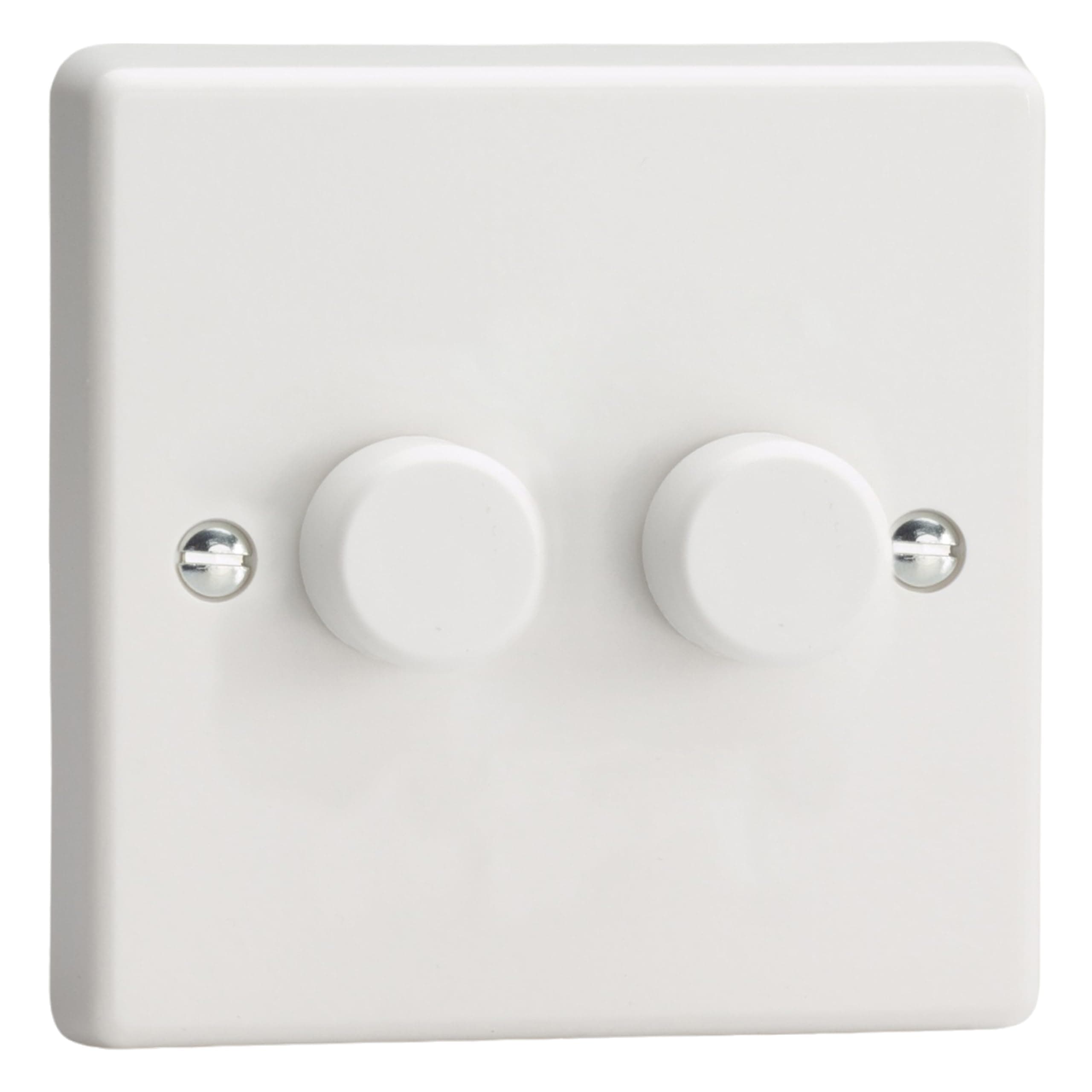 Varilight Classic White, LED Dimmer Switch - V-Pro Series, 2 Gang (Single), 1 or 2 Way, 250 Watt (Trailing Edge)