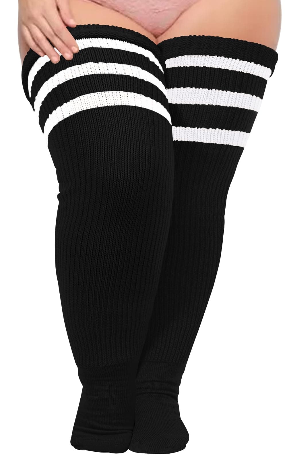 Plus Size Thick Thigh High Socks for Thick Thighs- Extra Long Striped Over the Knee Halloween Socks Leg Warmers