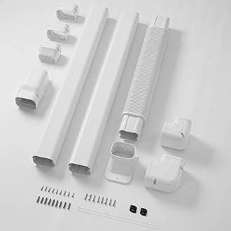 Della 3" 9 Ft Mini Split Line Set Cover with Flexible Duct, Decorative PVC Lineset Cover Kit, Paintable for Mini Split Air Conditioner, HAVC & Heat Pumps Systems Tubing Cover, White