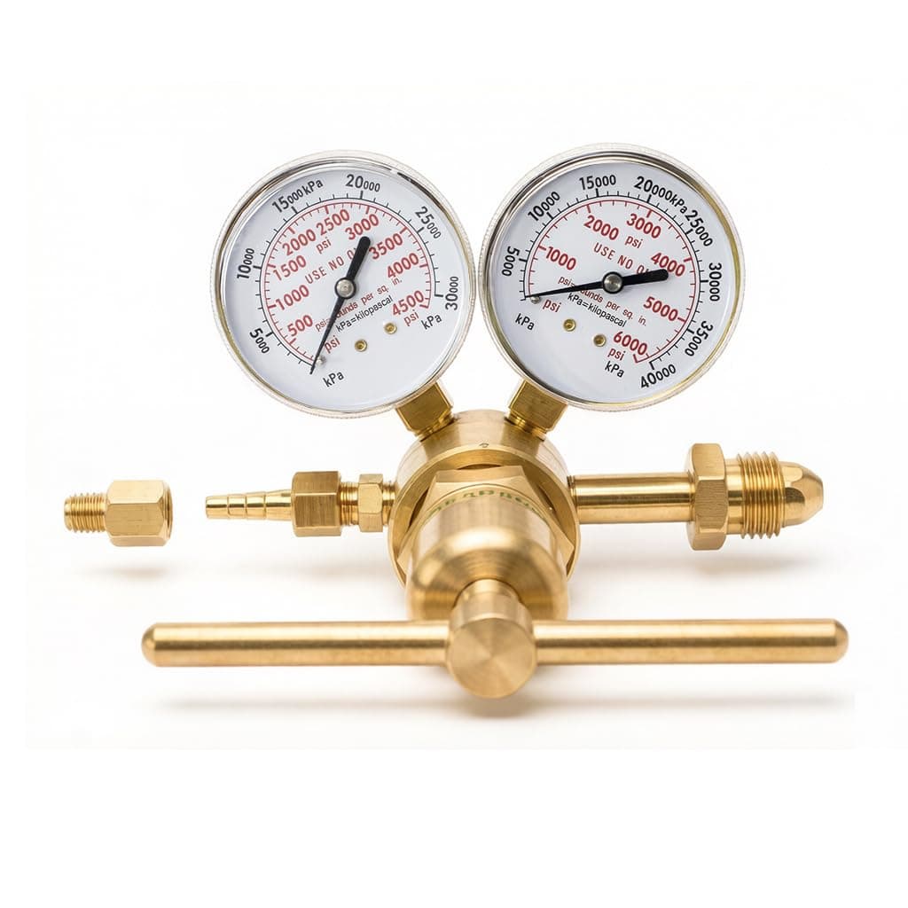 High Pressure Nitrogen Regulator, High Pressure Piston Regulator for Inert Gases, Single Stage Outlet Pressure 0-4500 PSI, 2.5 Inch Nitrogen Gauges CGA-580, High Capacity Regulator