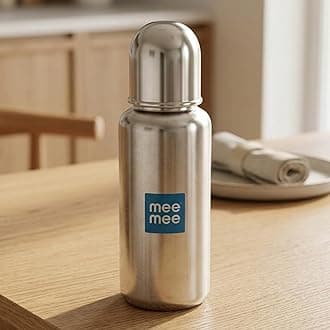 Mee Mee Baby Steel Feeding Bottle 300ml | Baby Milk Bottle with Advanced Anti Colic Valve, BPA Free, Soft Silicone Teat, Wide Neck for Babies/Infants/Newborns of 0-2 Years