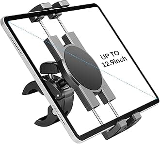 KDD Spin Bike Tablet Holder Mount, Phone iPad Holder Stand Exercise Bike Handlebar Mount for Stationary Bicycle, Treadmill, Microphone Stand, Fit for iPad Pro 12.9, Galaxy Tabs, iPhone(4.7-13”)