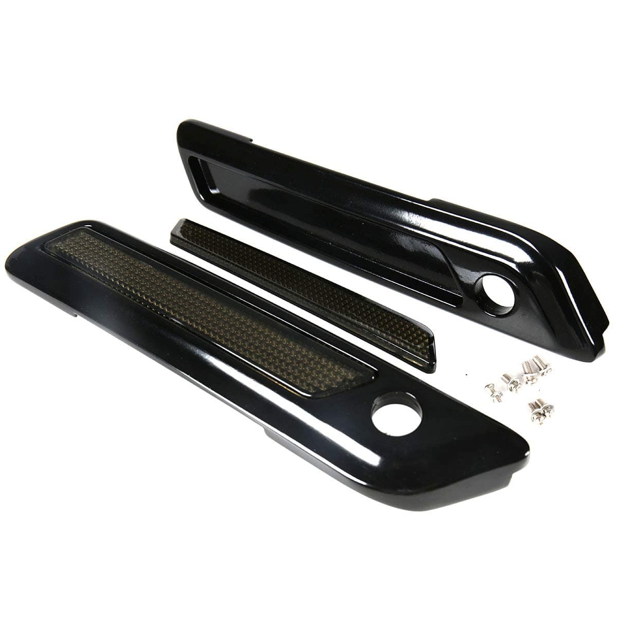 Black Saddlebag Outer Lid Hinge Latch Covers For Harley Touring Electra Road Street Glide 2014-2023 (Black Smoke)