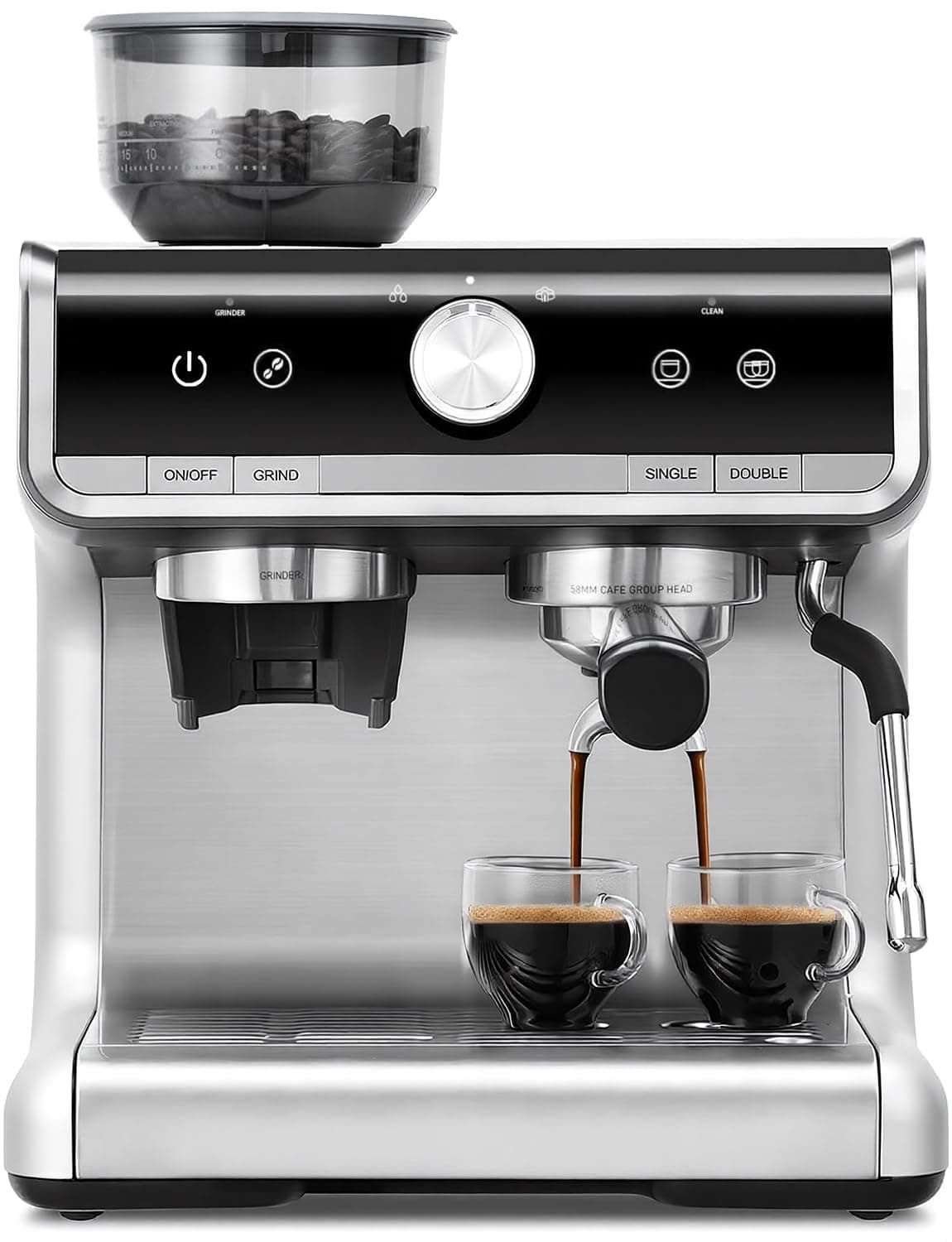 Espresso Coffee Machine with Grinder & Milk Frother – 20 Bar Pump, 30 Grind Settings, 2.8L Water Tank, PID Temperature Control, Cappuccino & Latte Maker for Home