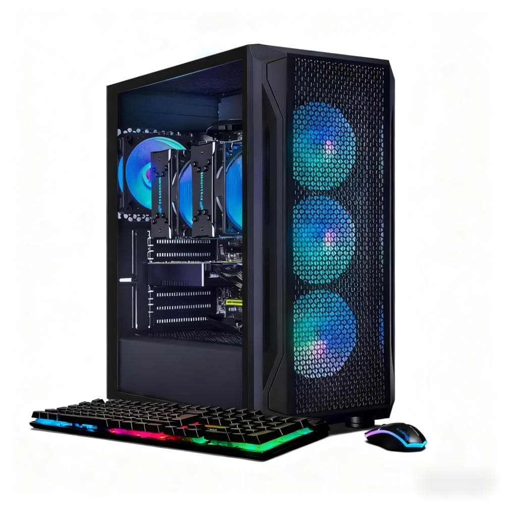 Dual CPU Gaming PC, Dual Intel i7 Xeon E5 up to 3.7GHz, GeForce GTX 1660S 6G, 16G DDR4, 1T SSD, WiFi 6, BT 5.0, RGB Fan x 4, Windows 11 Pro