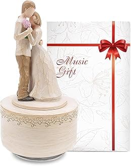 Music Box Lovers Gifts,Couple Hugging Sculpted Statue,Hand-Painted Collectible Figurine,Christmas Birthday Festival Musical Gift Home Office Studio Decoration,Plays Can't Help Falling in Love