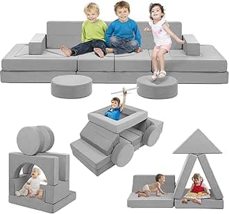 22Pcs Modular Kids Play Couch - Kids Couch for Playroom Bedroom Living Rooms 500+DIY Creativing Couch for Inspiring Child Versatile, Large Modular Couch Children Convertible Sofa Foam Couch