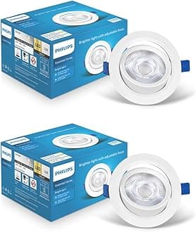 Philips Polycarbonate 12 Watt White Led Ceiling Cob Round Spot Light With Adjustable Tilt|Cut Out: 107Mm|Warm White,Pack Of 2 (Brightspot)