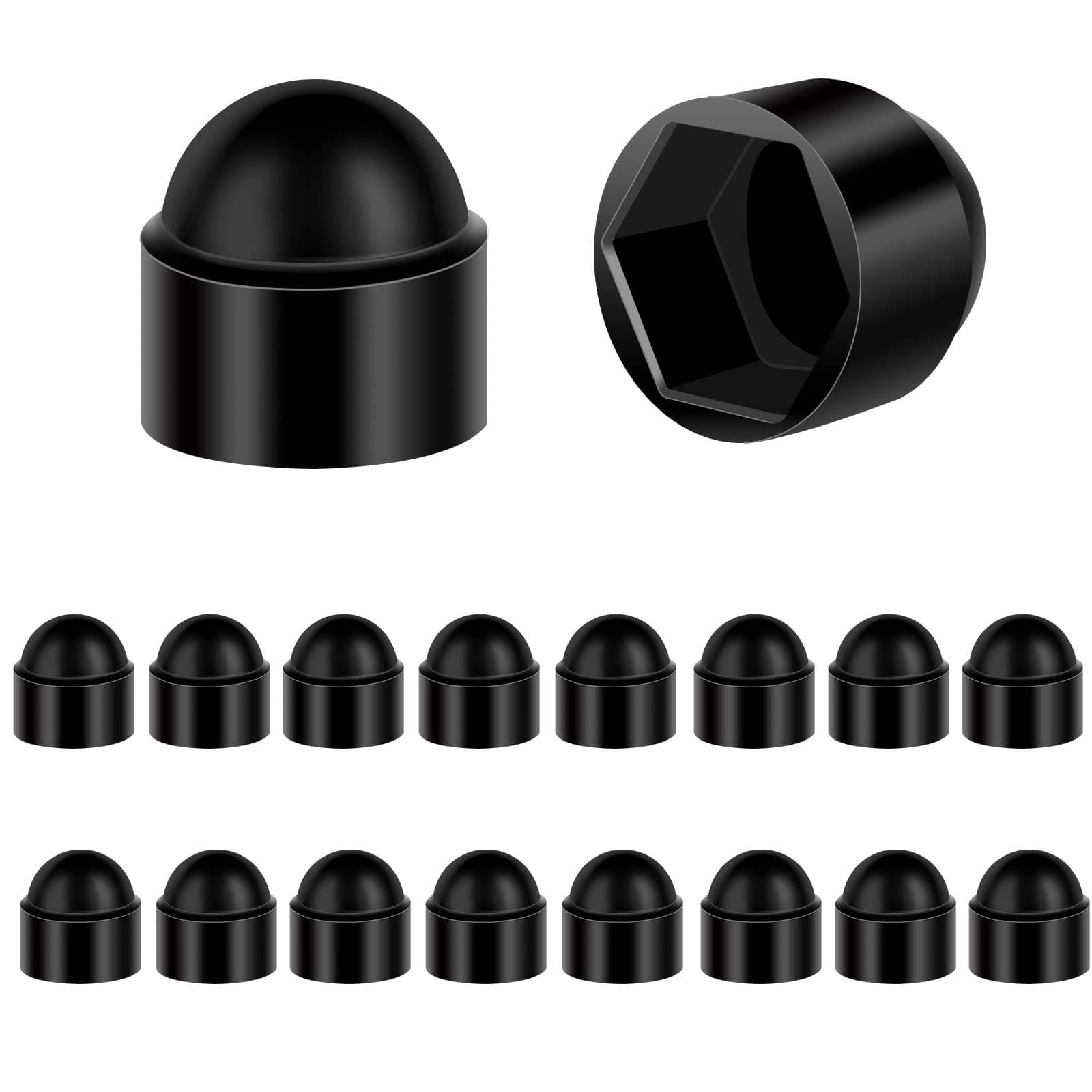 Bolt Cover Plastic Nylon Dome Bolt Nut Protection Cap Covers 18PCS M8 13mm Spanner Black