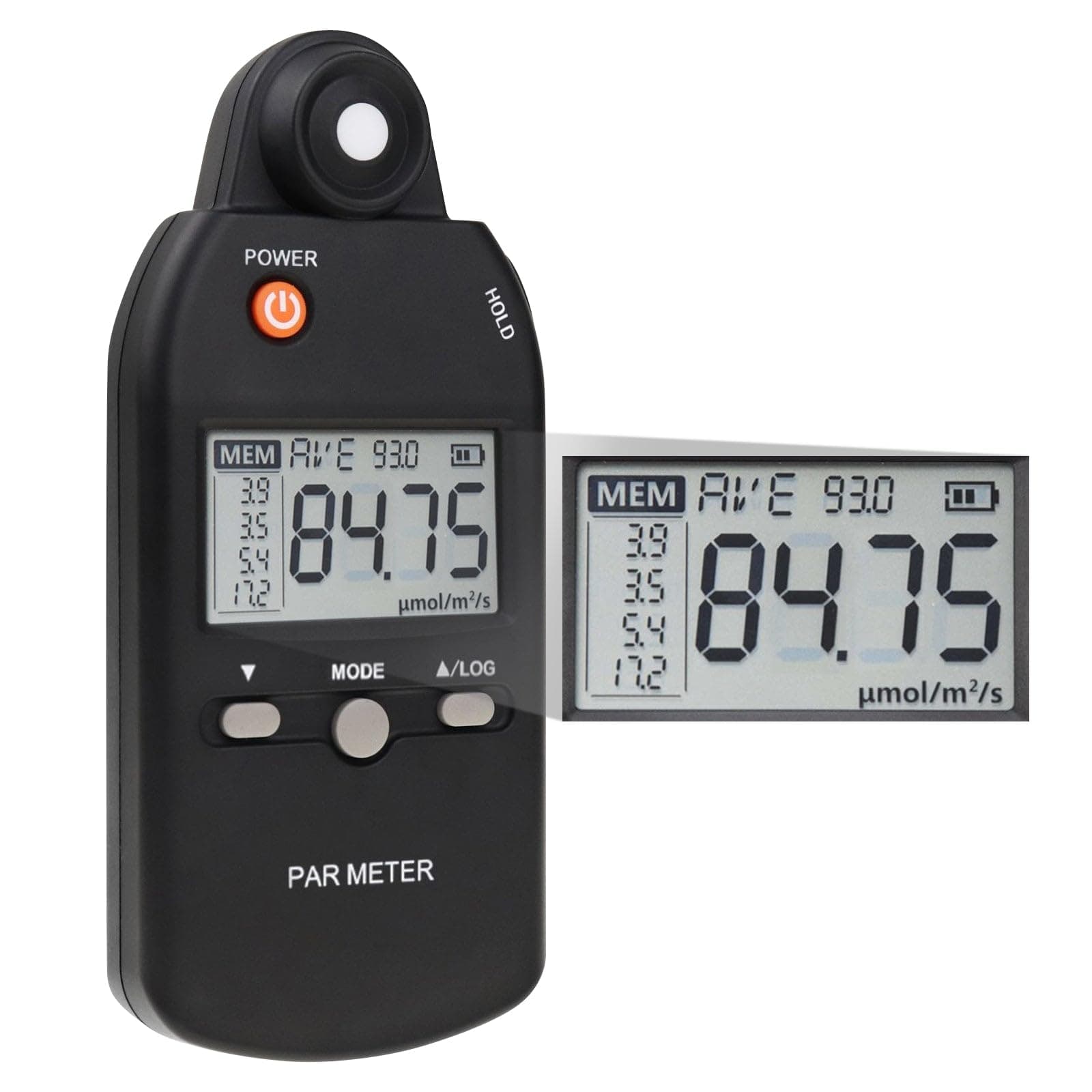 Quantum PAR Meter for LED Grow Light Full Spectrum PPFD Meter High Precision Quantum Sensor, Light Meter for Plants, Greenhouse and Farming Lux Meter Tester 400-700nm