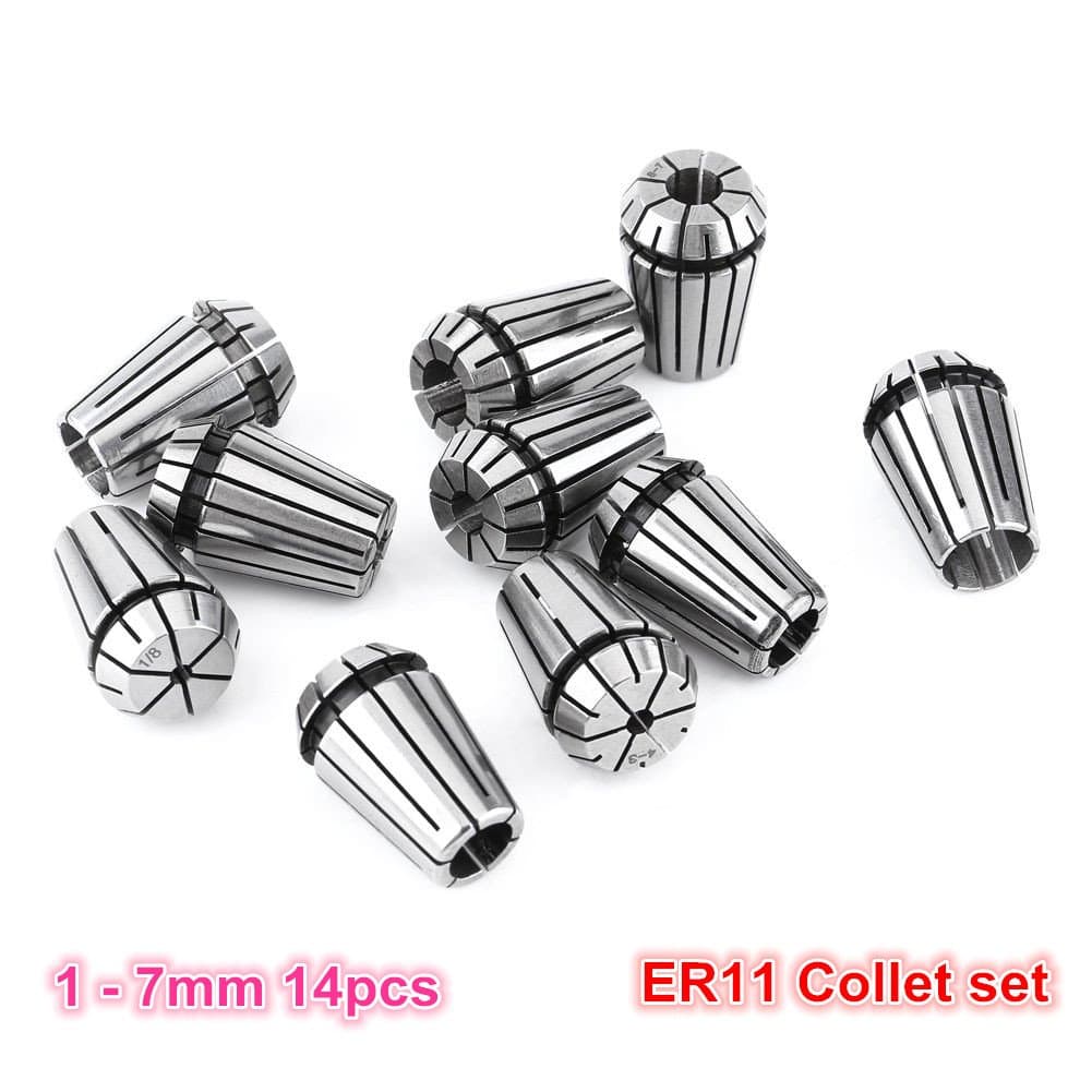 14pcs/set ER11 Precision Spring Collet Set CNC Router Milling Lathe Tool ER11 Spring Collet Chuck (1-7mm) for CNC Spindle motor