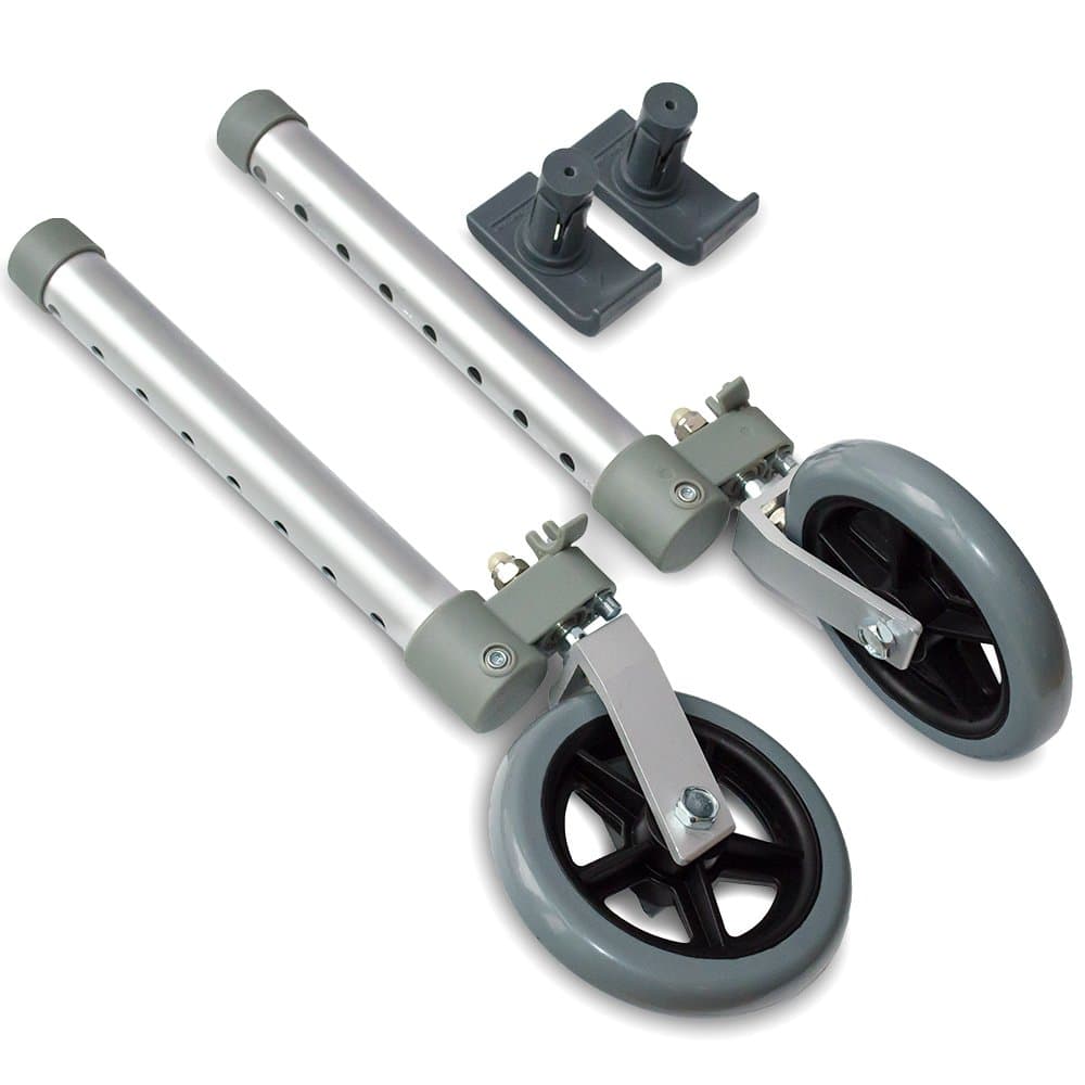 Top Glides Swivel/Lock Walker 5" Front Wheels with Free Flexfit Walker Ski Glides ($11 Value) - 1 Pair (5-Inch Wheel)