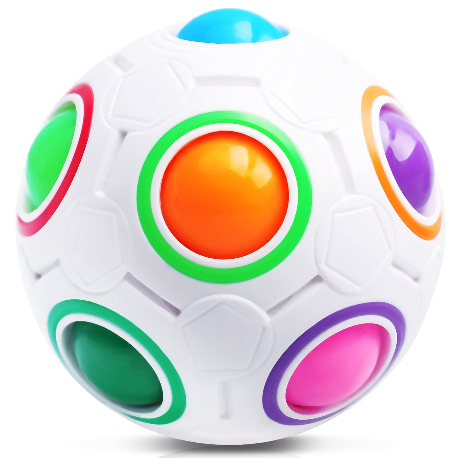 Magic Rainbow Puzzle Ball Fidget Ball, Speed Cube Ball Fun Stress Reliever Magic Ball Brain Teaser Fidget Toys for Boys and Girls - Christmas Stocking Stuffers for Kids Teen & Adults