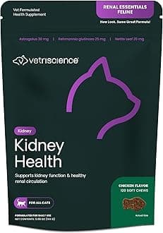 VetriScience Laboratories Renal Essentials, Kidney Health Support for Cats, 120 Bite Sized Chews, 0900662.120, 120 chews