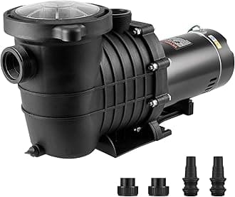 VEVOR HBP1100II, 1.5HP, 100GPM Single Speed Swimming, 110V/240V 3450RPM, 50ft Max Head Pump with Filter Basket, for above Ground Pool, Hot Tub, Spa, UL Listed, Black