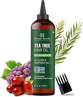 Tea Tree Oil for Hair | 200 ML |With Argan, Jojoba & Grapeseed Oils | Soothes Itchy Scalp & Fights Dandruff | Non GMO Verified |