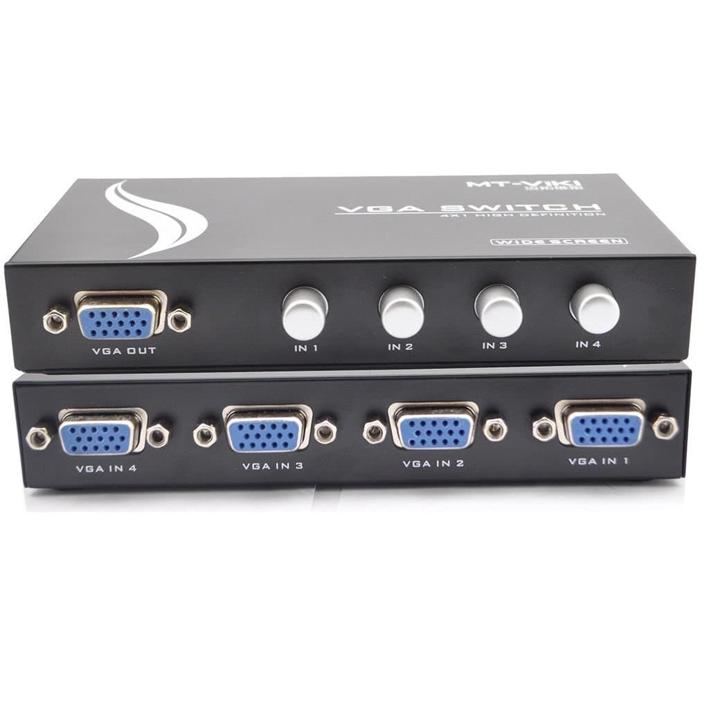 4 Port VGA Video Switch - 4 VGA Input 1 VGA Output - 4 Pc's To 1 Monitor