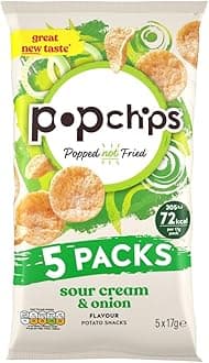 Sour Cream Popped Potato Chips 17 grams (Pack of 5) - Popped not Fried, No Artificial Flavours or Colours, Suitable for Vegans
