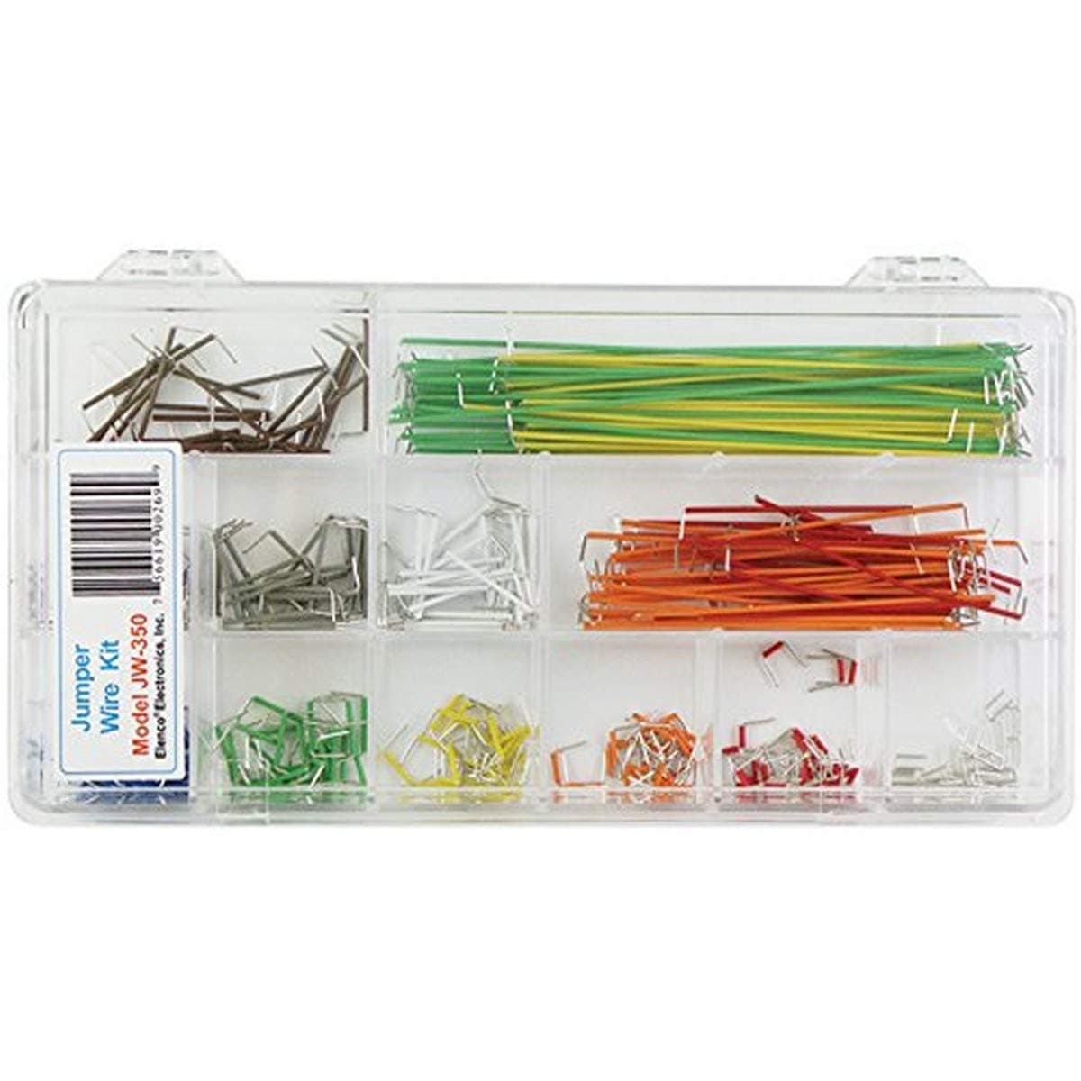 Elenco350 Piece Pre-formed Jumper Wire Kit | DIY Prototyping Projects | 350 lengths of pre-stripped - pre-formed AWG #22 - solid, color coded wire | 14 different lengths | Storage case included