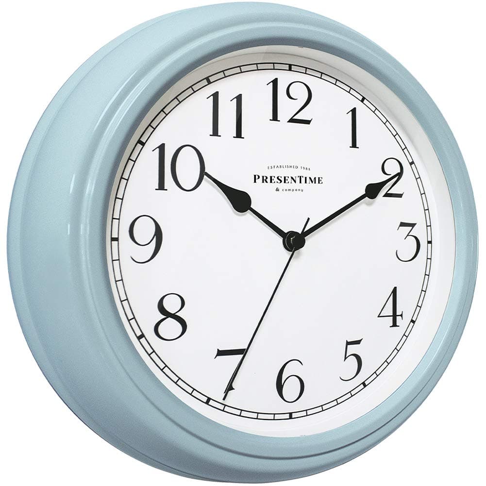 PresenTime & Co Chic Home Collection 10" Molly Clock, Silent No Ticking, Blue Color