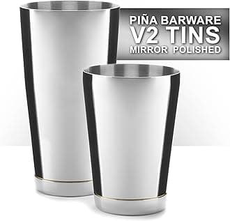 Piña Barware Stainless Steel Commercial Bar Boston Shaker Tin Set - 28oz. & 18oz. / Mirror Polished Finish (V2-1 Pair)