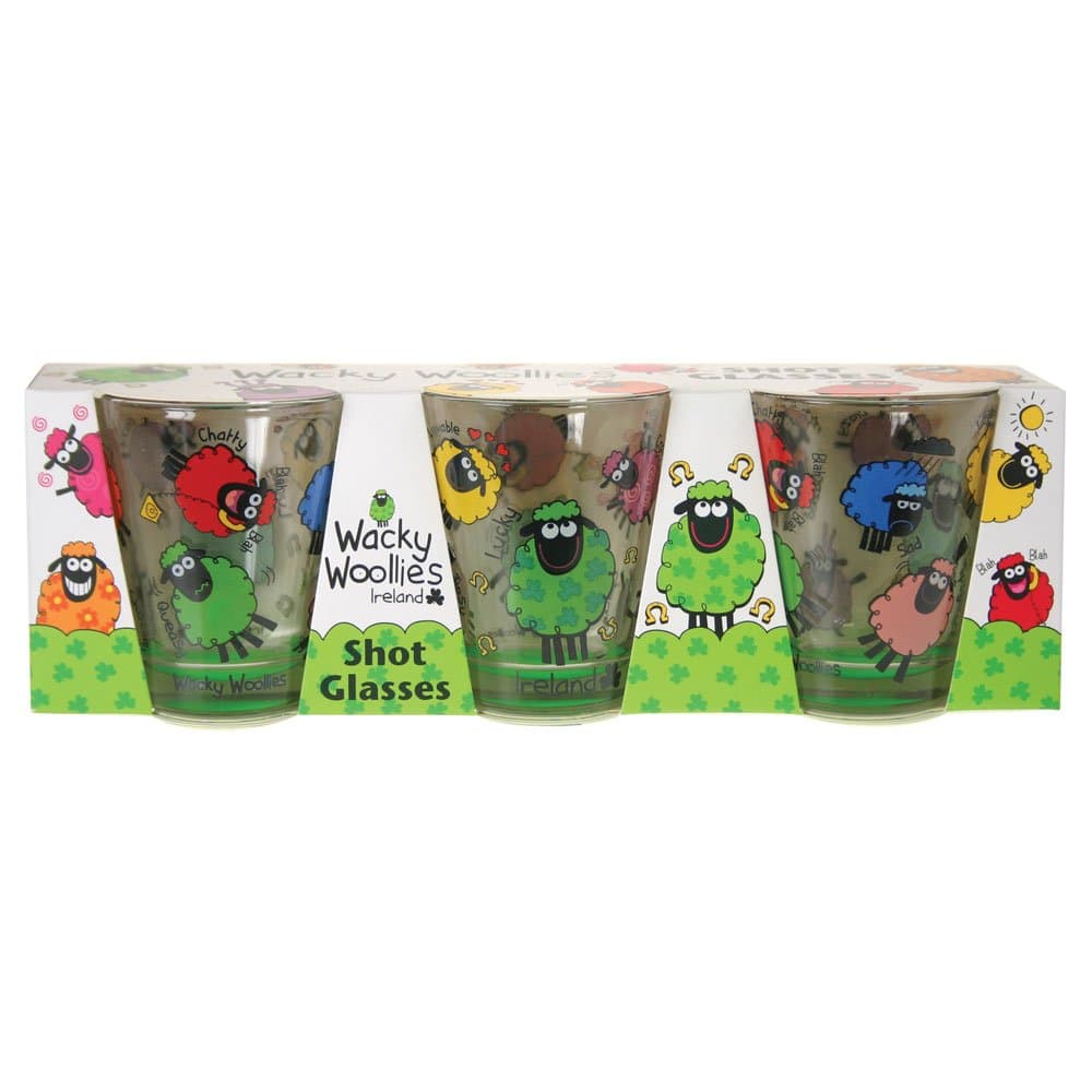 Three Pack Shot Glasses with Wacky Woolies Designs