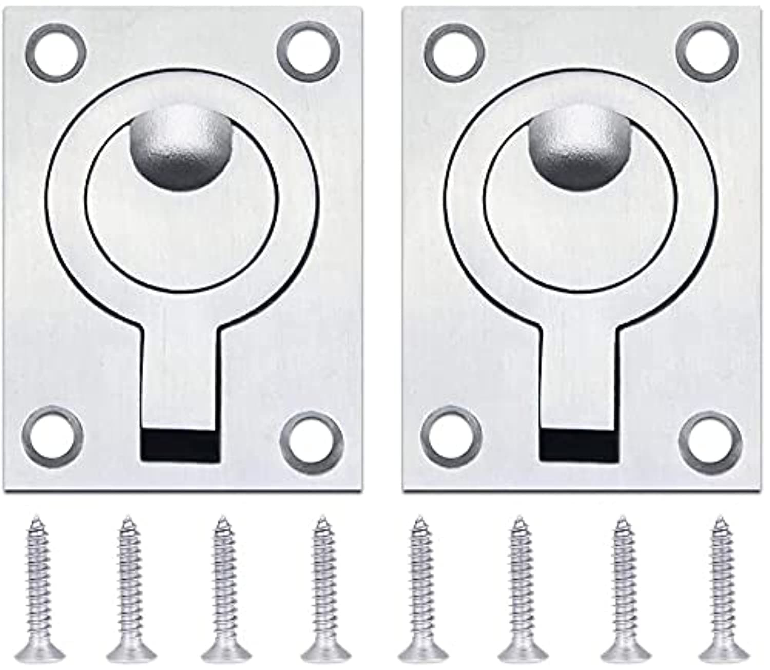 Yakamoz 2 Pack Ring Flush Pull Handles Stainless Steel Boat Hatch Latch Cabinet Hidden Recessed Furniture Handle Mount Lifting Ring Marine Yacht Drawer Door Handle