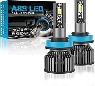 H8/H9/H11 LED Headlight Bulb, 160000LM 6000K High Low Beam Halogen Replacement LED Bulbs Cool White, H8 H9 H11 Car Fog Lights Cool Fan Fog Bulb, Plug and Play, Pack of 2(H8/H9/H11)