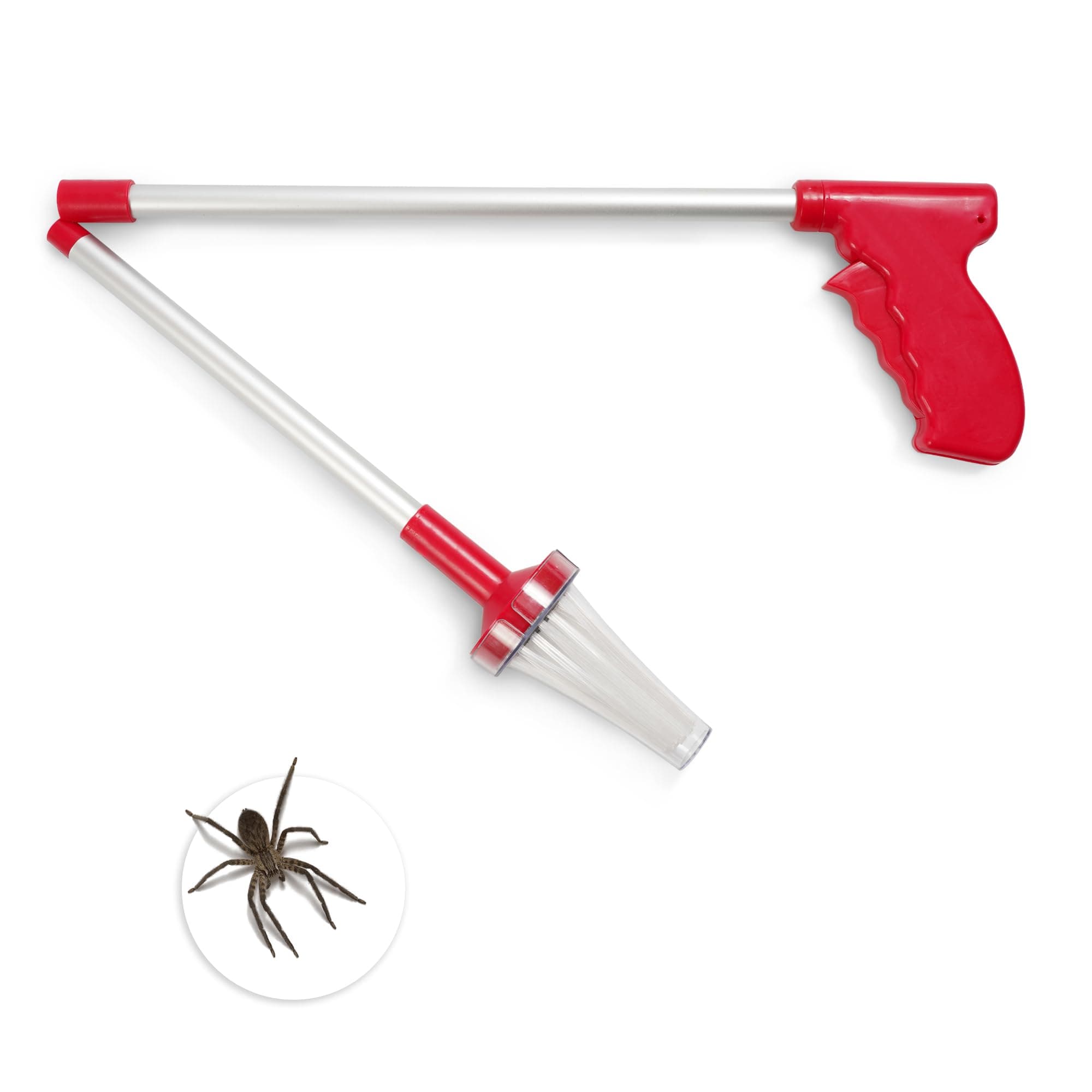 Foldable Spider Catcher, Bug Trap Catcher Extra Long with Handle, Safely Humanely Removes Spiders, Insects, Daddy Longlegs, Wasps, Bees and Moths, Original, (Red)