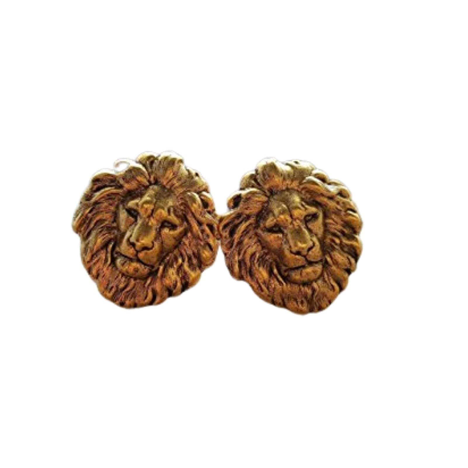 Handmade Oxidized Gold Lion Cuff Links