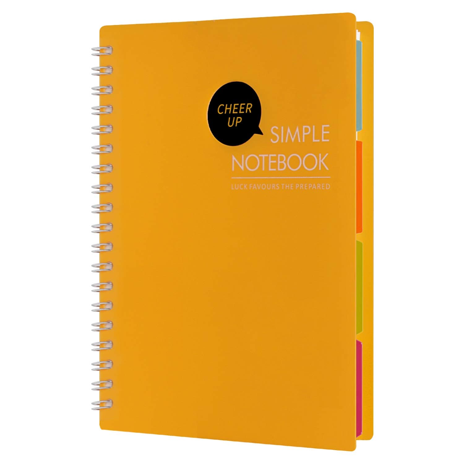 Cheerup Spiral Notebook, B5 10" x 7", 4 Subjects Notebook with Divider, 240 Ruled Pages (Yellow)