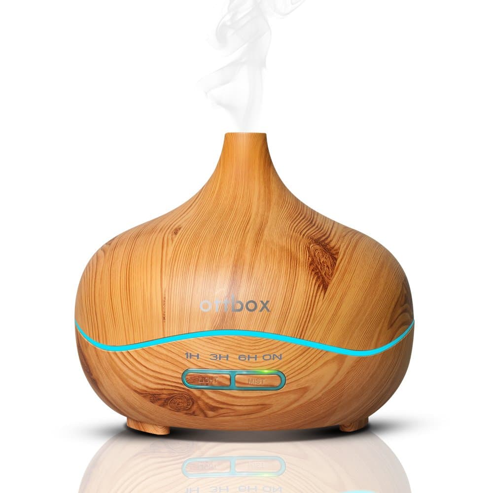 300ml Essential Oil Diffuser, Ottbox Mini Ultrasonic Aroma Cool Mist Humidifier Wood Grain for Office Home Bedroom Living Room Study Yoga Spa …