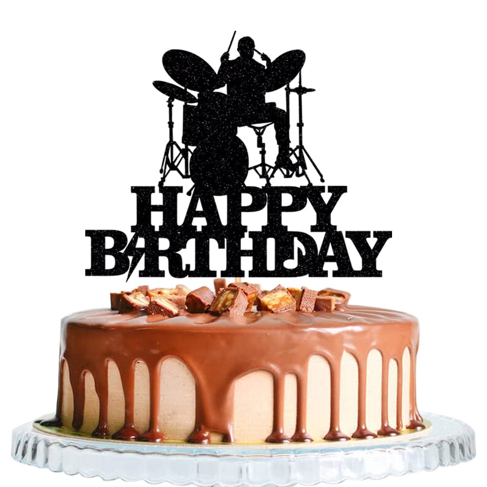 Drum kit Happy Birthday Cake Topper-Drum Set Cake Topper for Music Theme Party for Rock Roll Drummer Party Decor