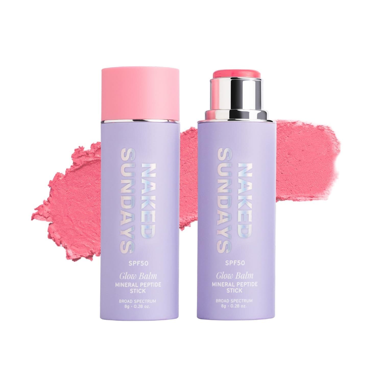 SPF 50 Glow Balm Peptide-Infused Multi-Tasking Blush Stick for Cheeks, Lips & Eyes – Broad Spectrum Sunscreen with Zinc Oxide – 8g (Pink Pop)