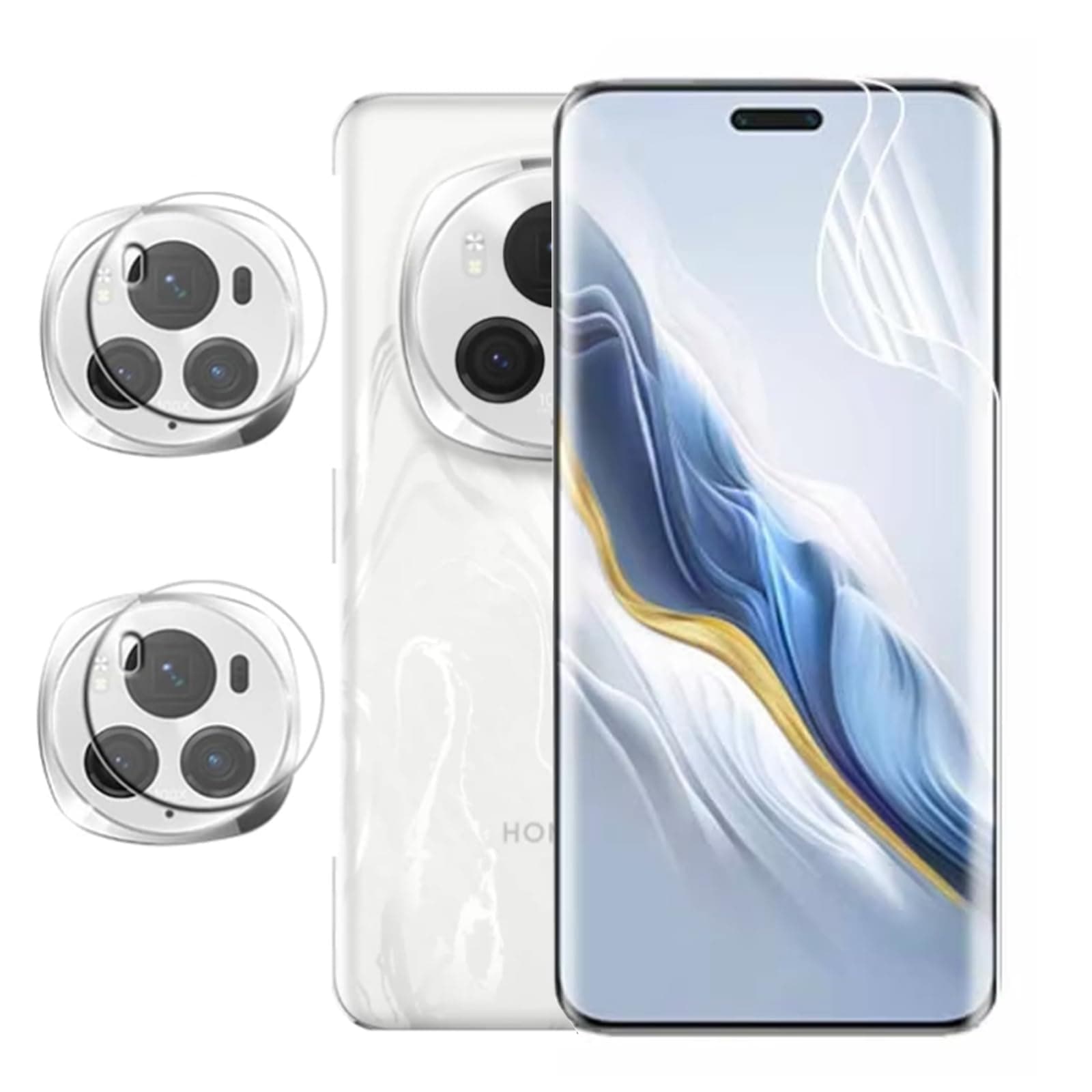 [2+2] Hydrogel Film Compatible with Honor Magic 6 Pro Screen Protector & Camera Lens Protector, High Sensitivity Film Full Coverage Clear HD Protector, Scratch Resistant Easy Installation