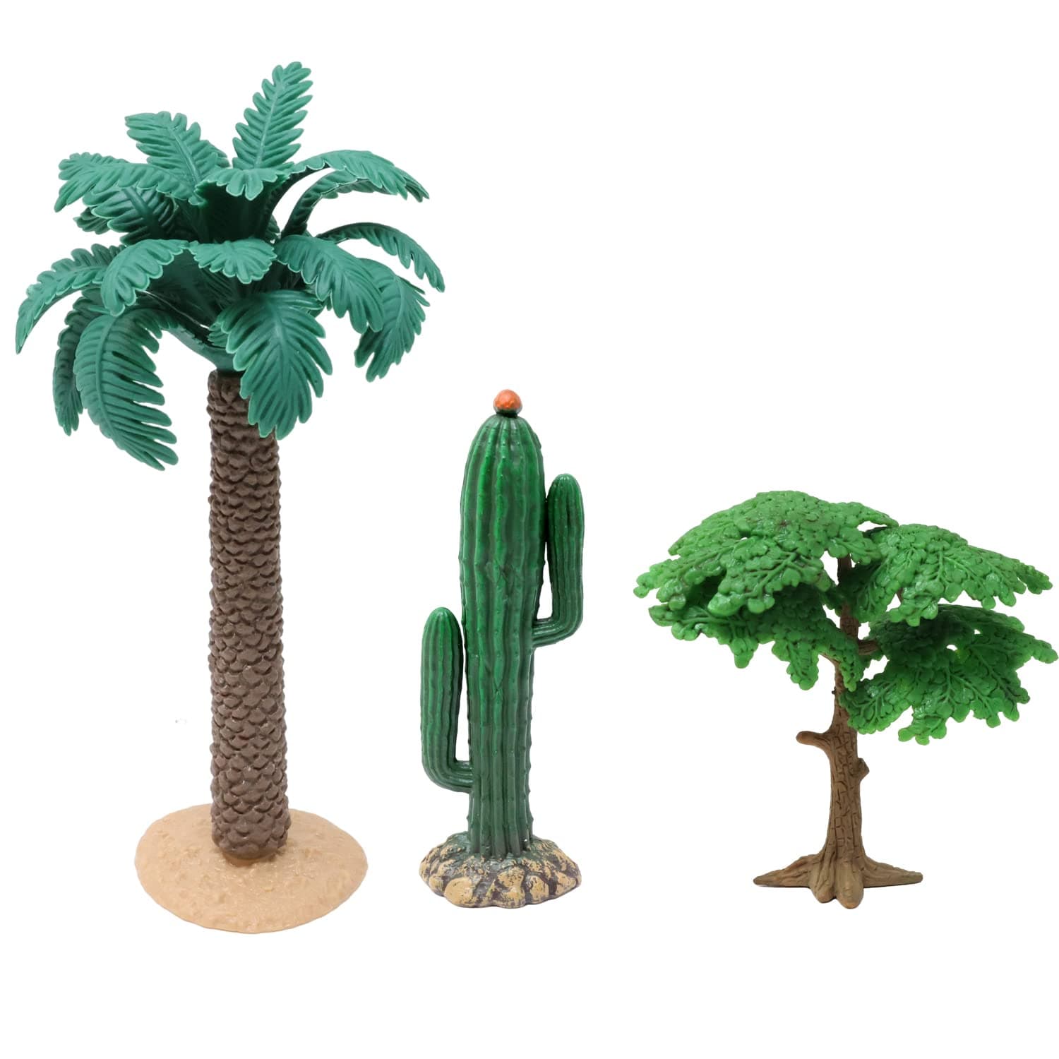 3PCS Fake Miniature Trees Model Plastic Artificial Coconut Palm Tree Cactus Plants Statue for DIY Craft Scenery Project (3 Style)