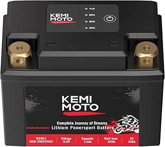 KEMIMOTO Lithium Motorcycle Battery YTX5L-BS/YTX4L-BS, LiFePO4 Lithium Battery 12v 2.5Ah, Pre-Charged Powersports Battery, with 2 Universal-Fit EVA Spacers, Compatible with Motorcycle ATV Jet Ski