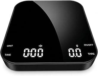 Pour Over Coffee Scale with Timer - 0.1g High Precision Digital Espresso Scale for Portafilter Weighing & Coffee Beans. Large Wide Base Gram Scale for Kitchen, Chemex & French Press (Black)