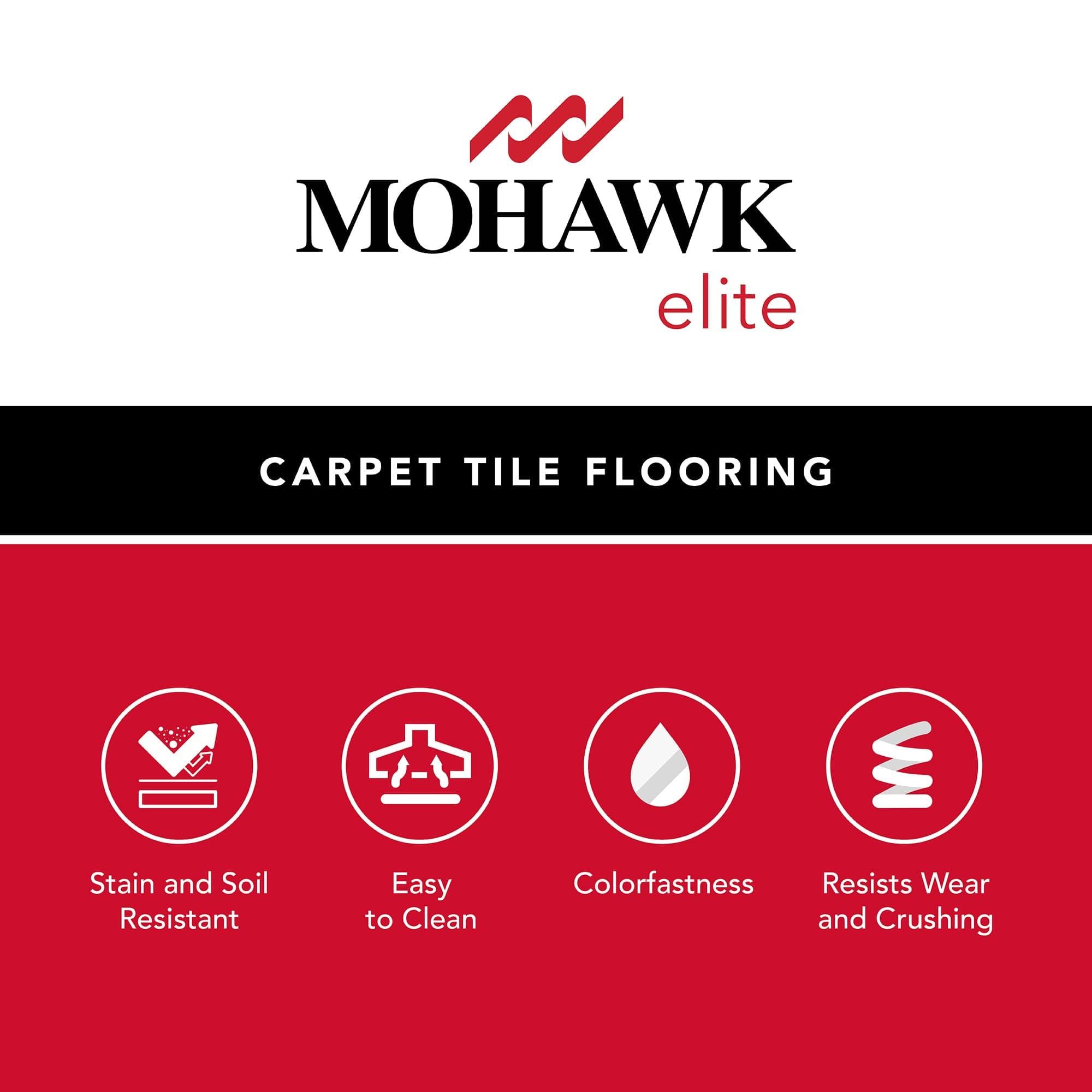 Mohawk Elite 24" x 24" Berber (Loop pile), 0.1" Pile Height, Carpet Tile, Nylon Fiber, Black Bird Color, (24 Tiles), (96 sqft/carton)