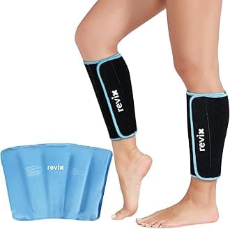REVIX Calf and Shin Gel Ice Packs for Injuries Reusable Leg Cold Pack Wrap Cold Therapy Compression Sleeve for Swelling, Bruises, and Sprains, Shin Splints Leg Pain Relief Support