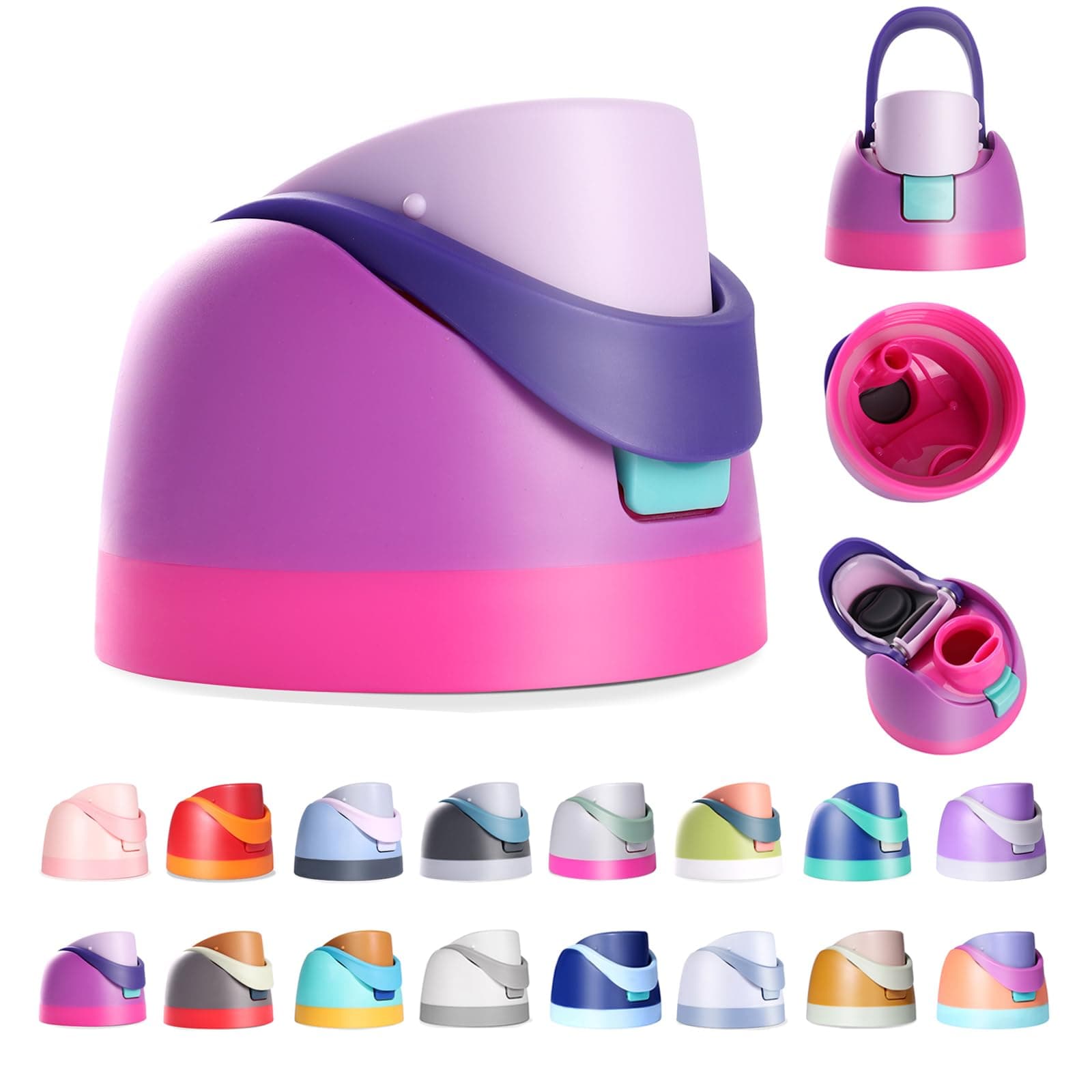 Replacement Cap for Owala Freesip, One Button Water Bottle Top Lid Compatible with Owala Cup 16oz 24oz 32oz 40oz, BPA-Free Leakproof Replacement Accessory for Owala Freesip (Purple Pink)