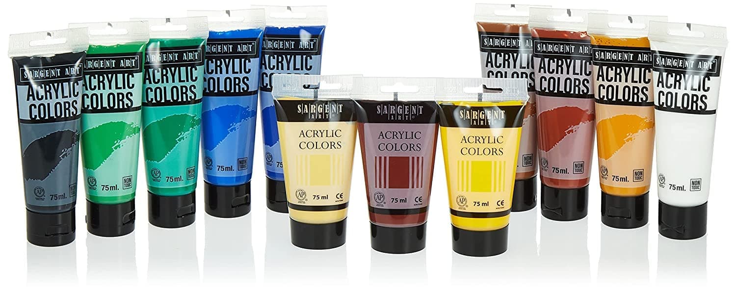 Sargent Art 75 ml Acrylic Tube Paints, Assorted 12 Pack