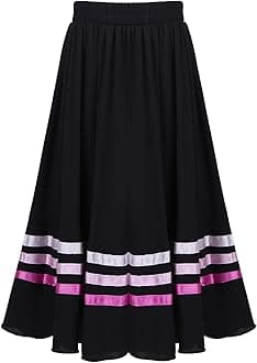Hedmy Kids Girls Elastic High Waist Skirts Ballerina Long Maxi Pleated A-line Swing Skirt Performance Costume